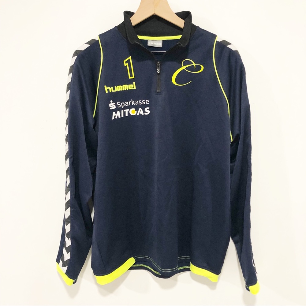 Hummel Navy and Neon Yellow Performance Jacket